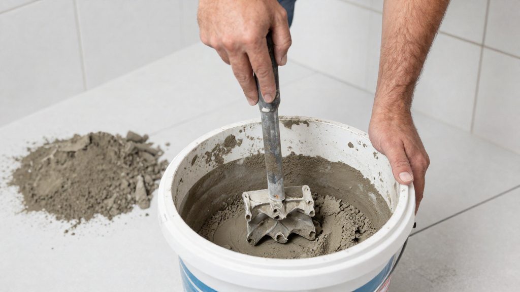 How do you calculate grout volume per square foot?