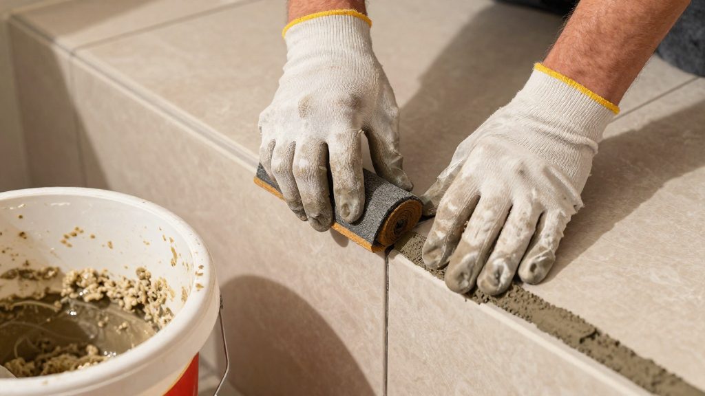 Worked example: how much grout for a 150 sq ft floor?