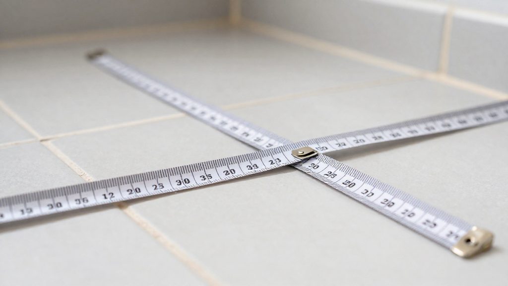 How do you measure the bathroom floor?