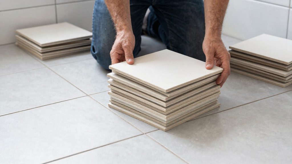 How much overage does a bathroom floor need?