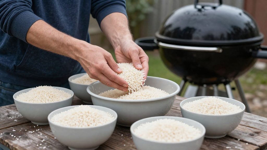 Quanto de arroz cru por pessoa no churrasco?