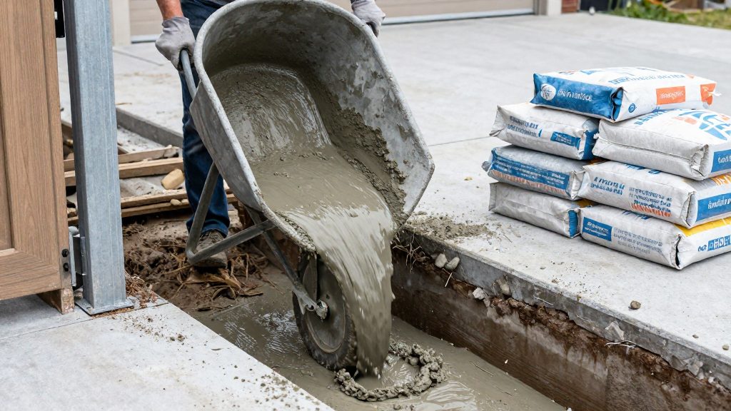 Quanto concreto para base de portão: cálculo em m³