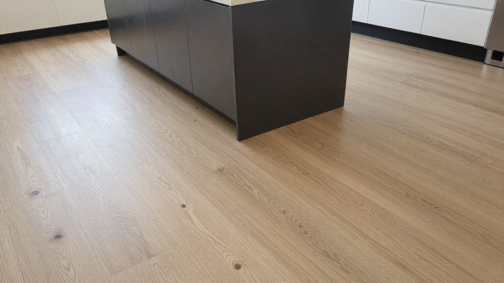 Worked example: a 14 by 11 ft kitchen with an island