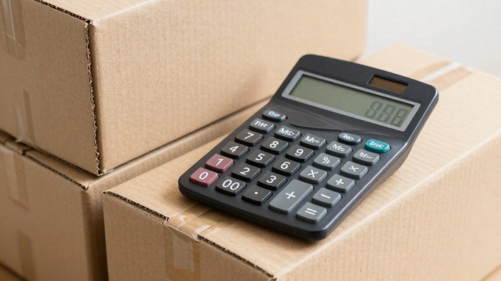 Turn the total into whole boxes